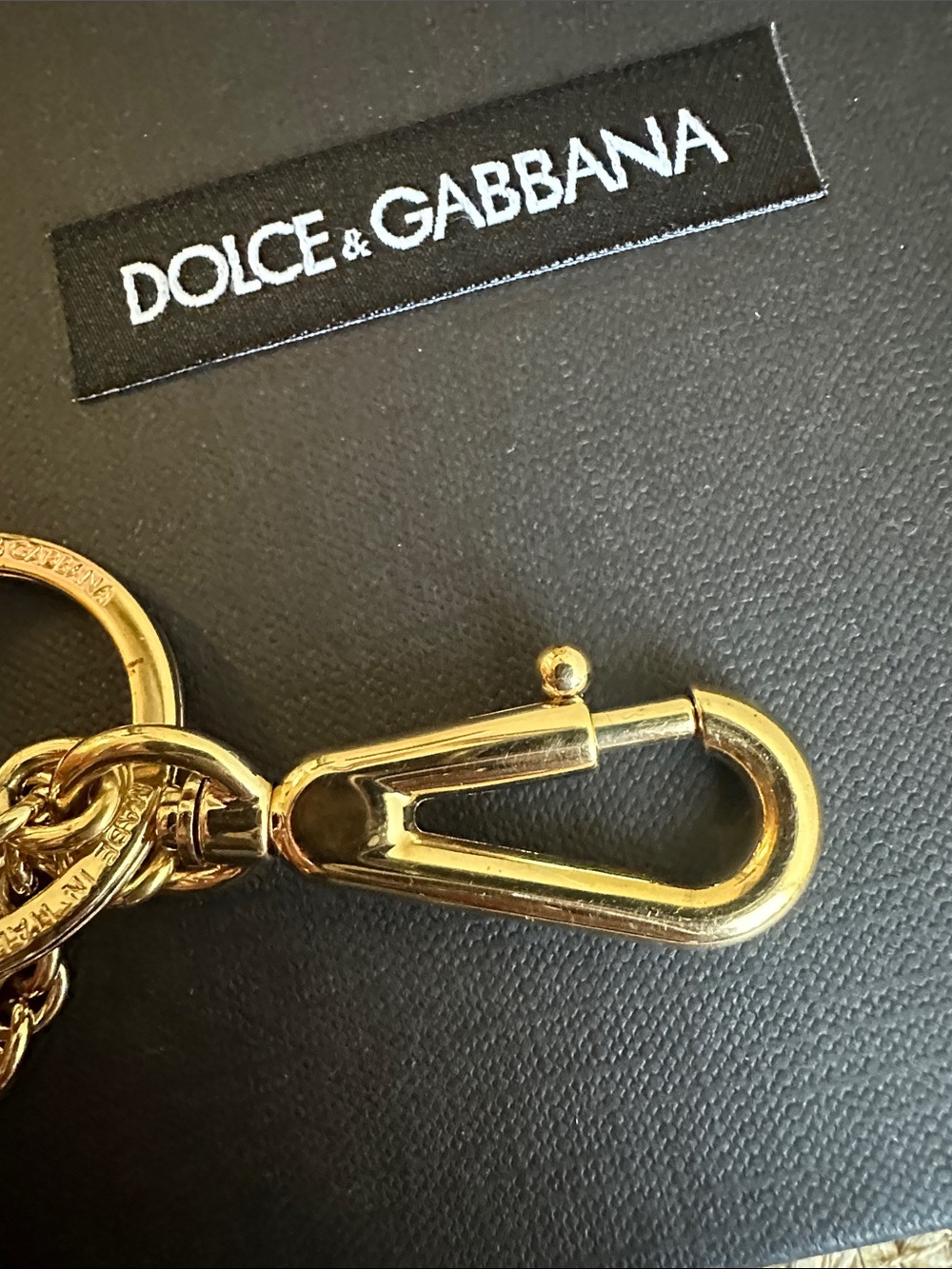 Dolce & Gabbana Bright Orange Fur Pom with Gold Hardware and Leaf Charm - Picture 5 of 8